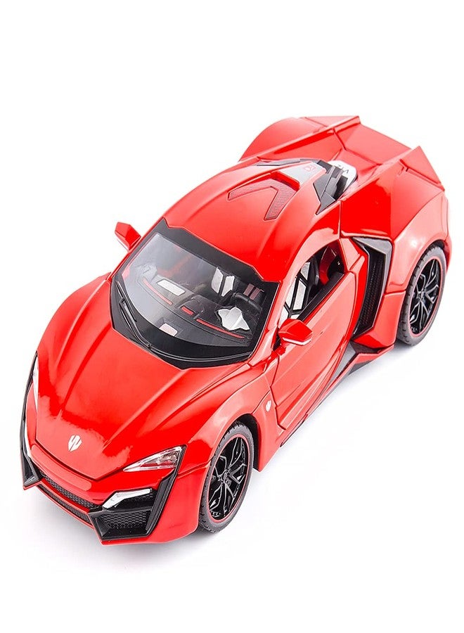 BDTCTK 1/24 Lykan Hypersport Supercar Model Car, Zinc Alloy Pull Back Toy car with Sound and Light for Kids Boy Girl Gift(Red) - Image 1